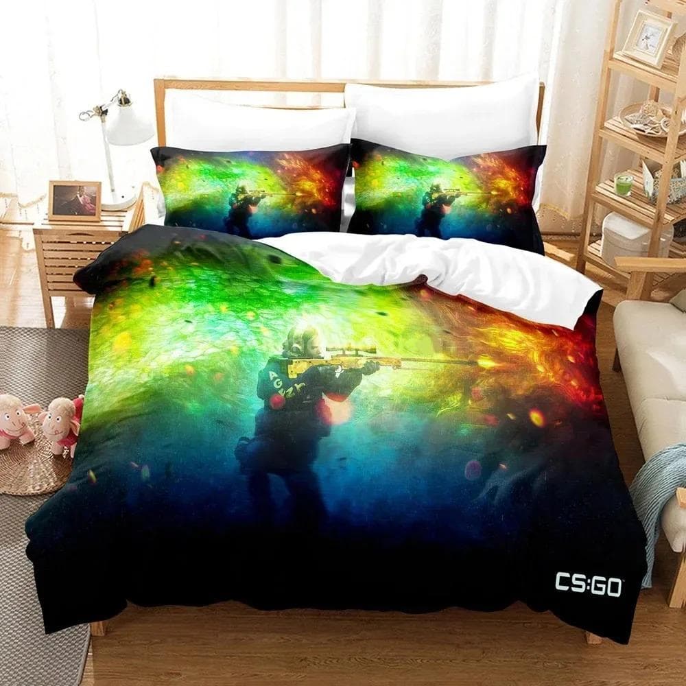 Shooting Game Csgo Bedding Set Duvet Cover Bedroom Comforter Covers Single Twin King Size Quilt Cover Home Textile EU single(135x200cm)
