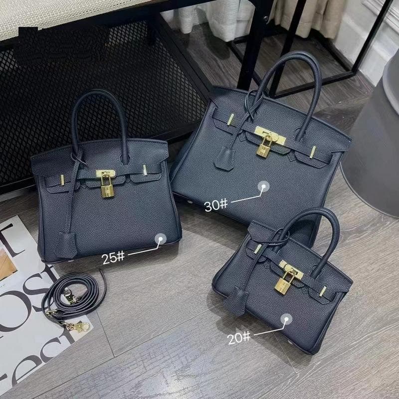 New Gold Buckle Silver Buckle Layer Cowhide Togo Platinum Bag Genuine Leather Women's Bag Hand-held Bag 20x10x16cm