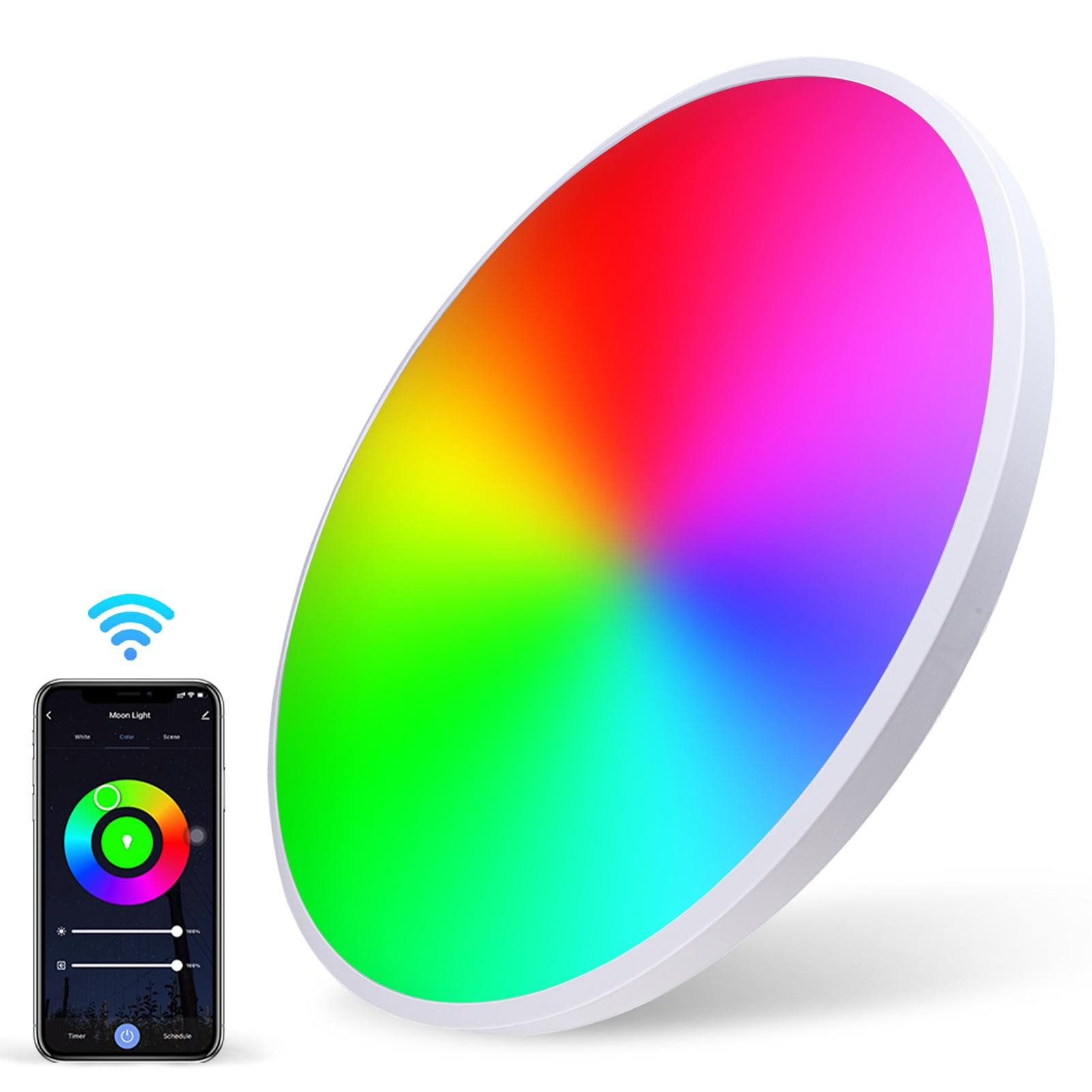 A C110-120V 24W Intelliegnt 84LEDs Ceiling Light BT/ Wirelessly Connected Mode Tuya Phone App & US Plug