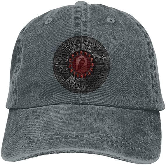 Vikings Mjolnir and Rune Wheel Norse Mythology Symbol Baseball Dad Cap Hip Hop Cap Adjustable Classic Sports for Unisex Women Hat One Size