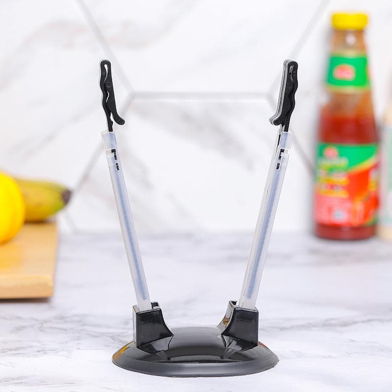 Adjustable Bag Holder with Clip Non Slip Hand Free Bag Rack Stand Ziplock Bag Bracket Food Storage Bags Holder Kitchen Gadget black