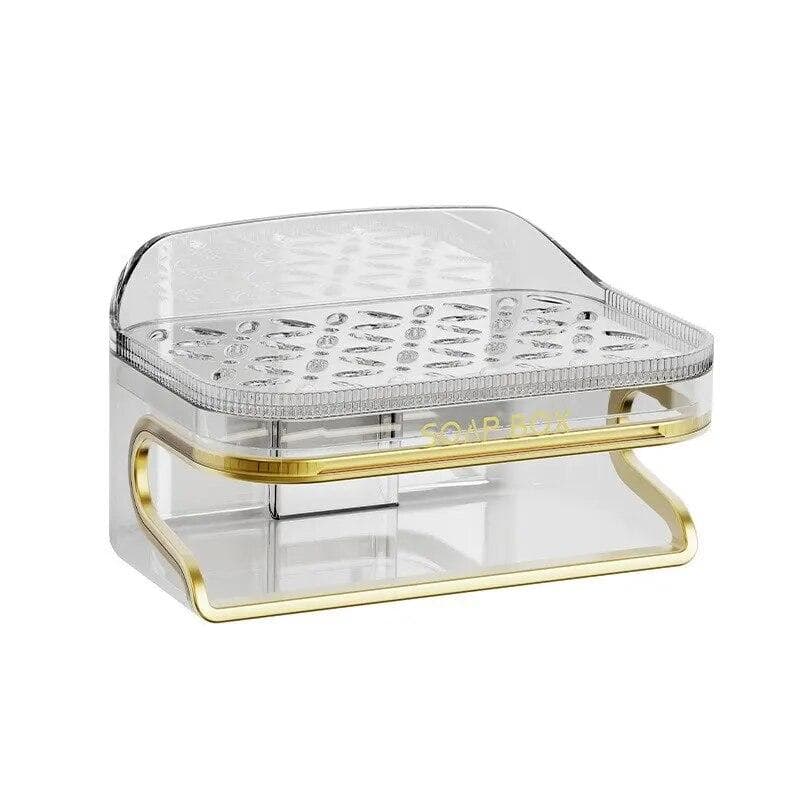 Soap Holder Self-Adhesive Wall-mounted Soap Dish Container Kitchen Bathroom Organizer white