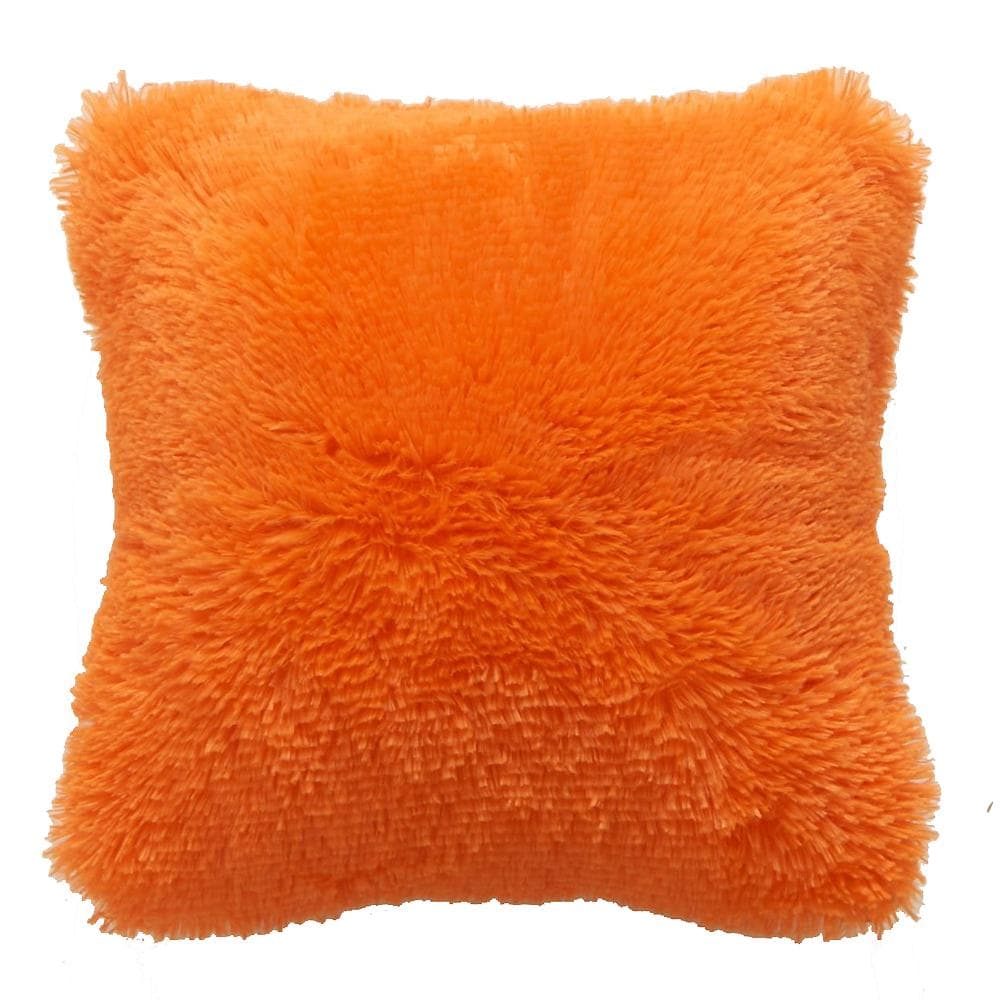 43*43 cm Solid Color Plush Throw Pillowcase Cushion Cover Sofa Decoration orange