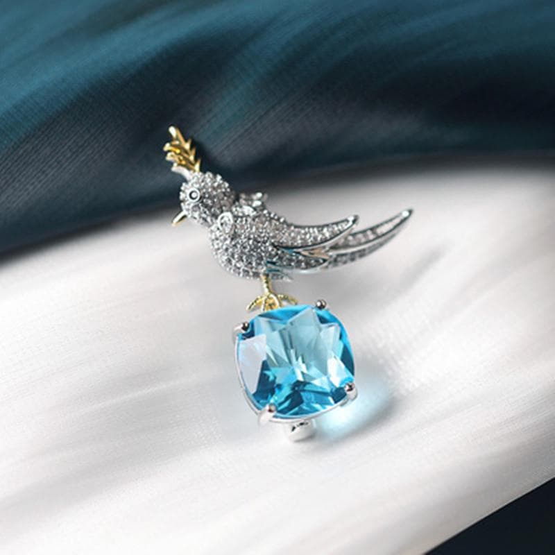 Men's Suit Safety Pin with The Same Style Stone Bird Brooch Temperament Women's Coat Accessories Safety Pin Anti Slip Buckle