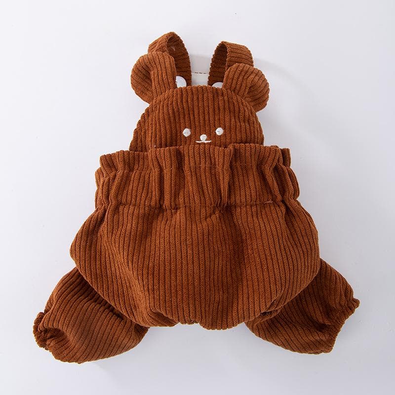 Korean Version of Autumn and Winter Dog Cute Bear Corduroy Overalls Set Pet Cat Four-legged Pet Dog Clothes XXL
