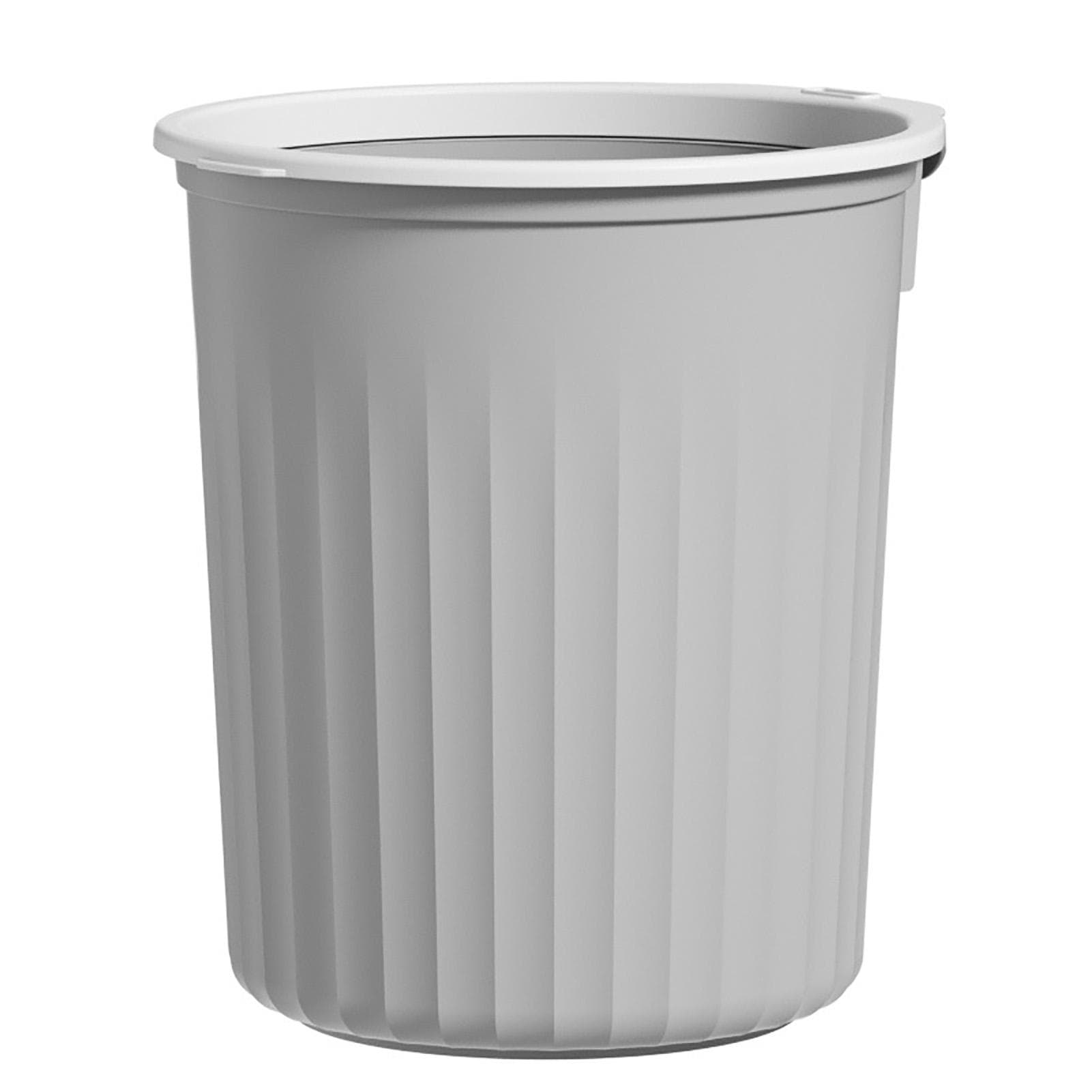 Garbage Container Bin Round Shaped Large Capacity Trash Can with Pressing Ring for Household Gray Medium 10L