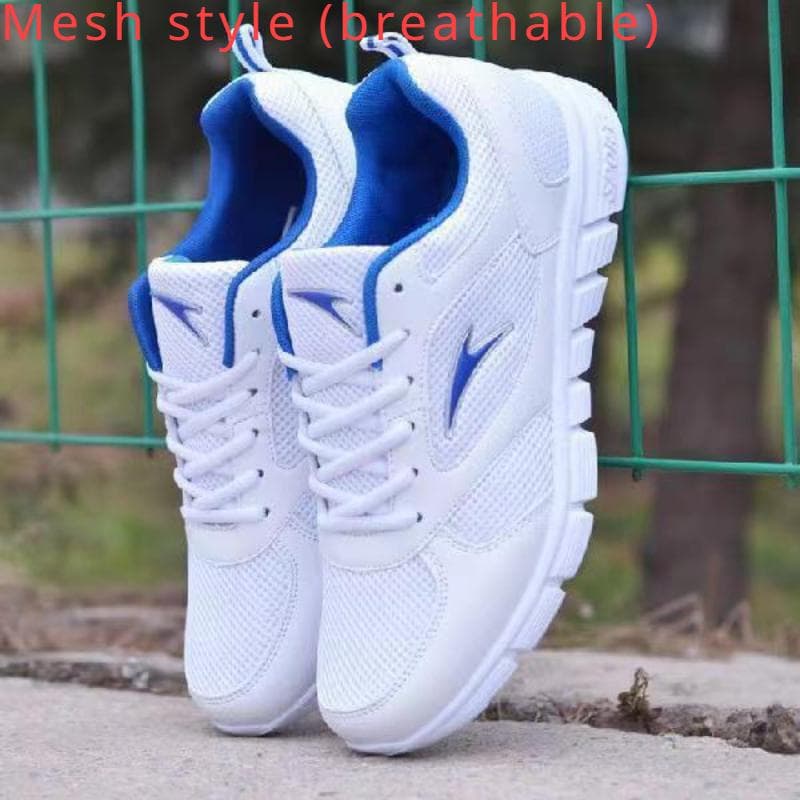 Spring and Autumn Leather Surface Sneakers Waterproof Casual Shoes White Running Shoes Student Fashionable Shoes White Sneakers Unisex Shoes Tennis 35 white/bright navy blue