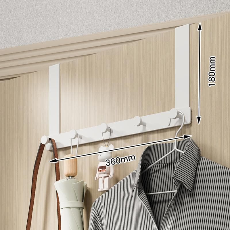 Door Hook Hanger Punch Free Seamless Long Arm Quiet Aluminum Over Door Hooks for Bedrooms Bathrooms