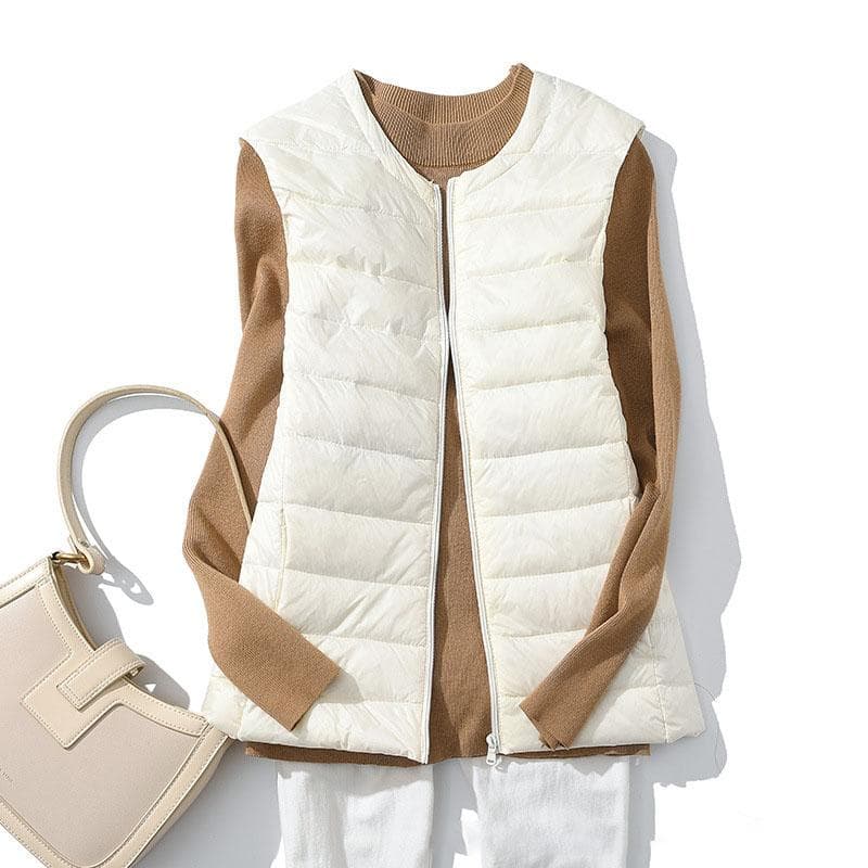 Women's Ultra Light Down Vest Lightweight Waistcoat Female Windproof Warm White Duck Down Sleeveless Down Jacket Coat XS