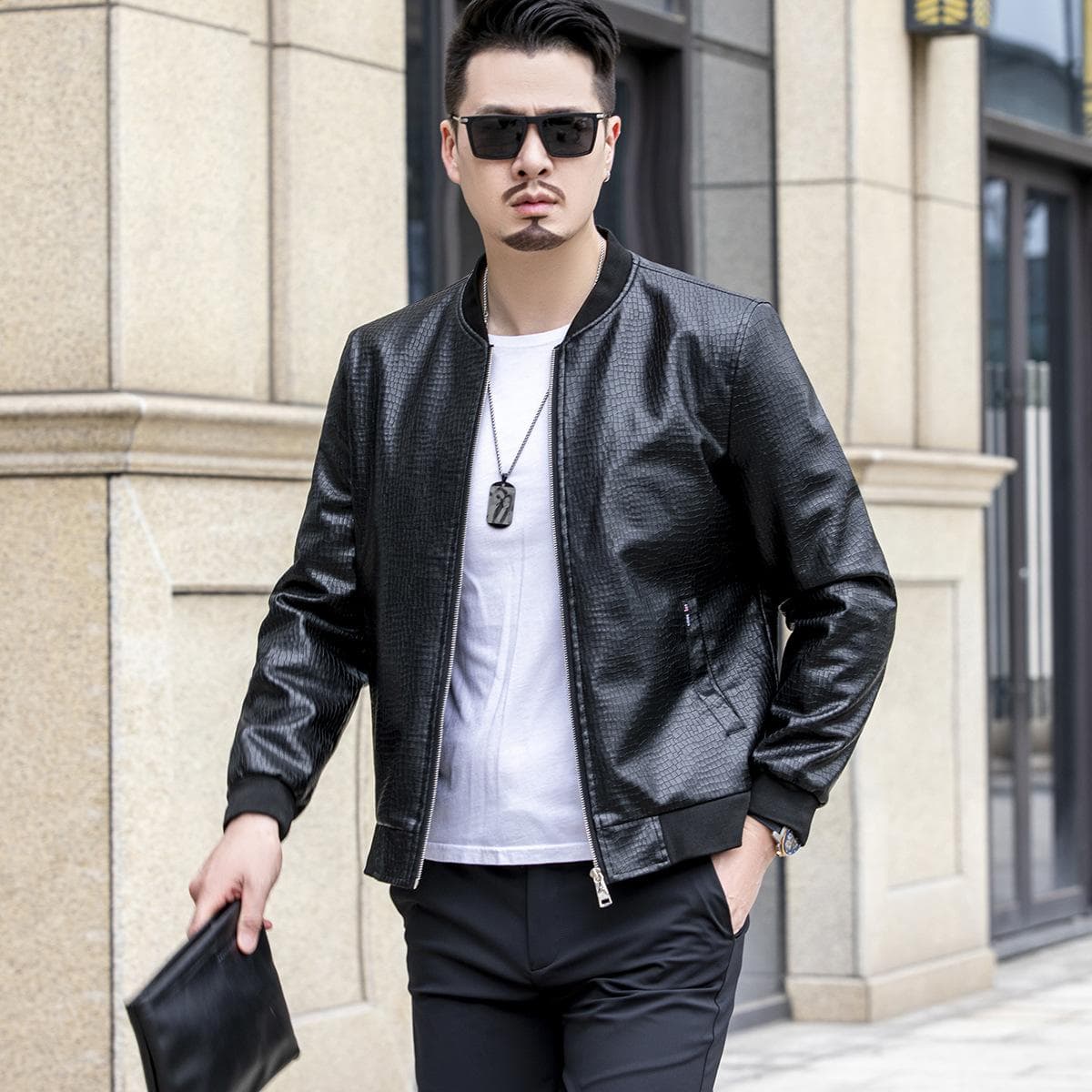 Spring and Autumn Thin Leather Men's Coat Crack Leather New Men's Jacket Fashion Youth Casual Jacket 4XL
