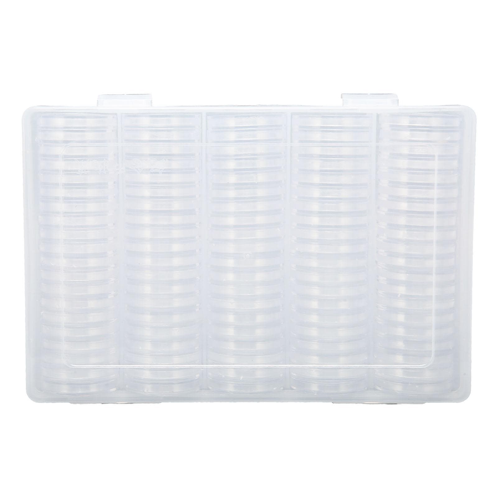 100Pcs Coin Capsules 1.38in Wide Transparent Plastic Smoothing Rustproof Round Coin Holder with Box