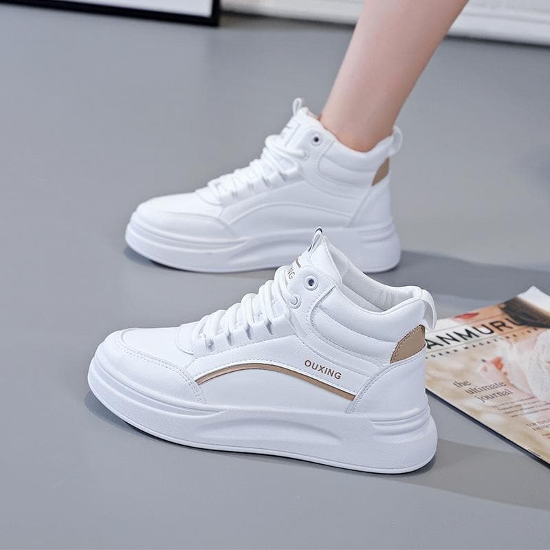 Spring and Autumn New Version Thick Sole High Top Small White Shoes Women's Trendy Student Running Casual Skate Shoes Women 37