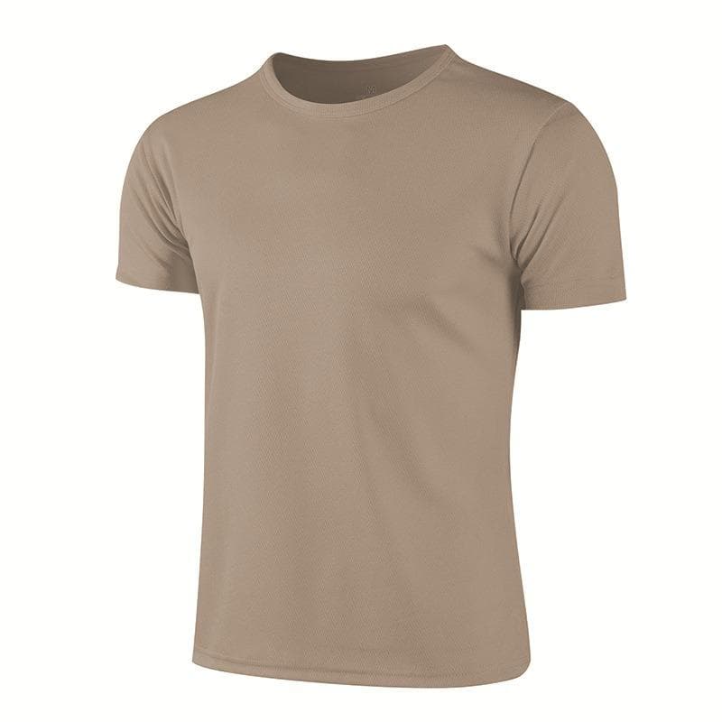 Summer Round Neck T-shirt Quick Dry Clothes Work Clothes Short-sleeved T-shirt 3XL khaki
