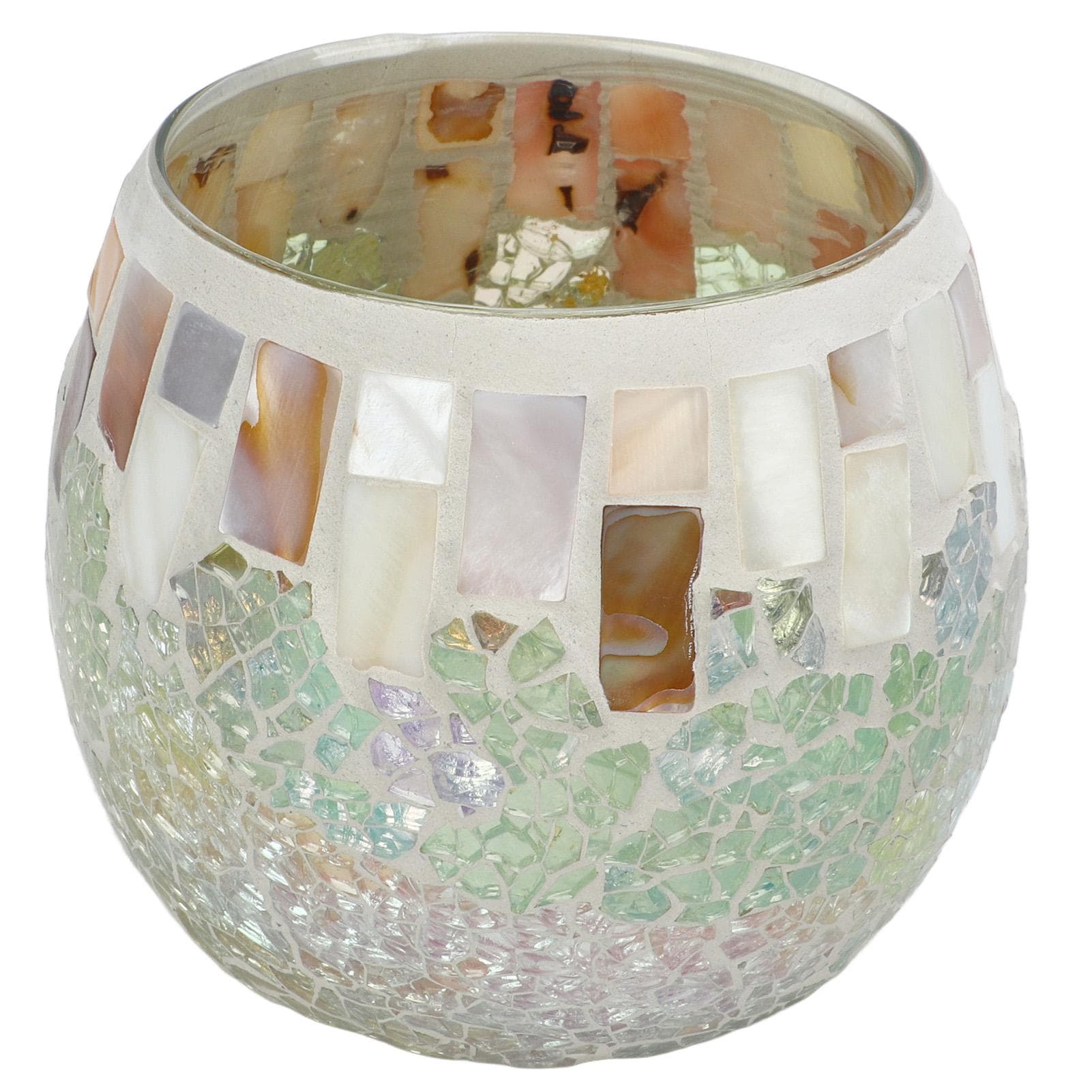 Mosaic Glass Candle Holder Shell Light Color Ball Appearance High Light Transmittance Glass