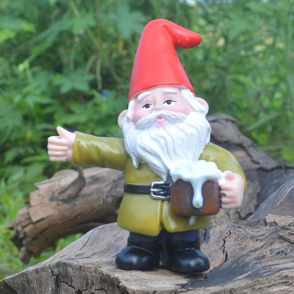 Resin Beer Dwarf Sculpture Garden Decoration Garden Gnome Statue Decor for Garden Desktop Plant