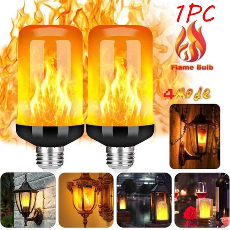 1Pc Led Flame Effect Fire Light Bulb E27 Simulated Nature Flicker Lamp Decor yellow