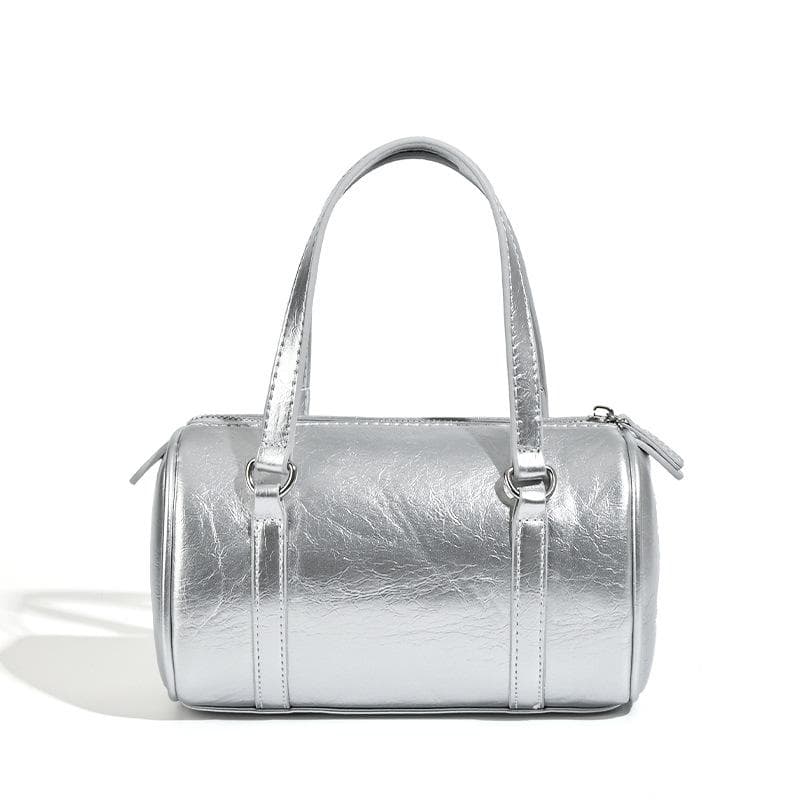 Stylish Handbag, Large-capacity Single-shoulder Crossbody Bag, Pillow Bag, High-end Boston Bag silver
