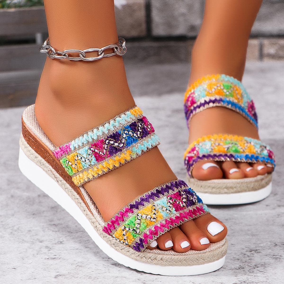 2024 Summer Women's High Heels Slippers Leisure Wedges Sandals Outdoor Beach Slippers Women Platform Mules Slipper Plus Size 43 38 multicolour