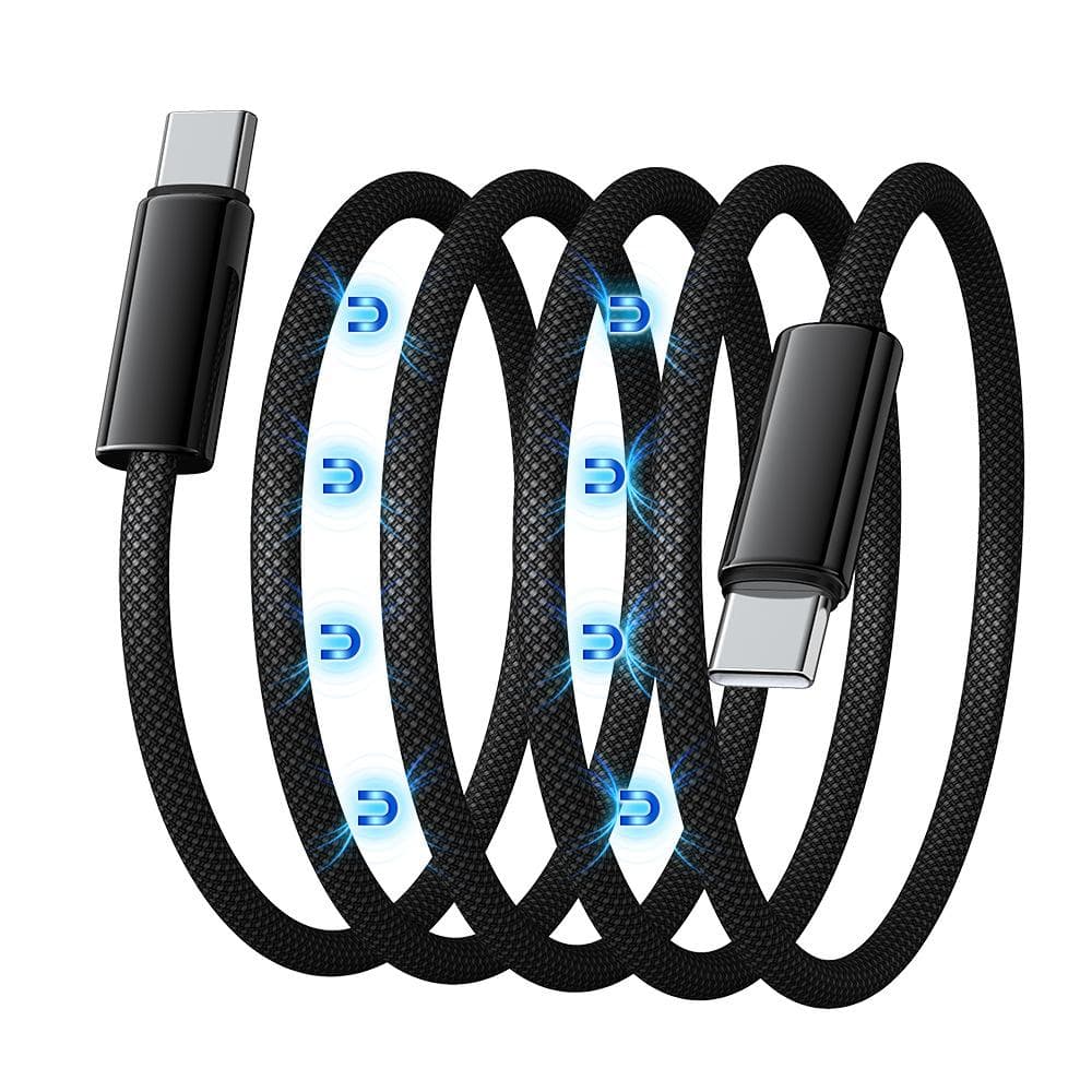 Magnetic Foldable 240W Fast Charging Cable Nylon Braided USB-C to USB-C Cable For iPhone16-15 Series Xiaomi Huawei Notebook Ipad 1m(Type C to C)