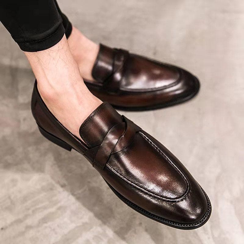Autumn NewLeather Shoes Men's Casual Shoes British Leather Shoes Business Dress Large Leather Shoes 43 brown