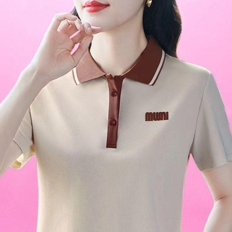 Large Size Short-sleeved T-shirt for Women New Style Middle-aged Mother Summer Style Temperament Age-reducing Printing POLO Shirt Top 4XL