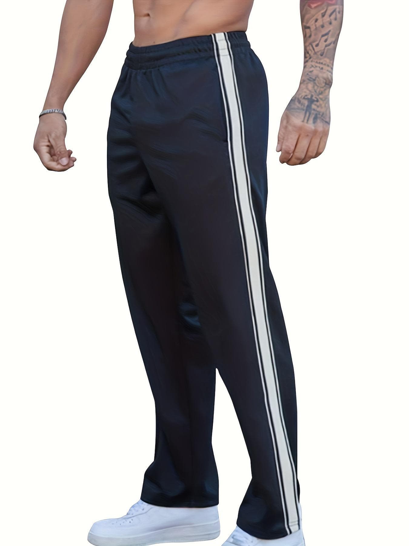 2024 Men's European & American Spring/Summer Casual Sports & Fitness Trousers M navy blue