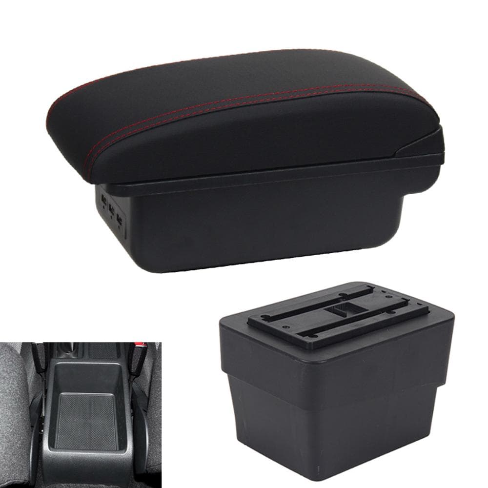 For Skoda Octavia Armrest For Skoda Octavia Mk3 A7 2014-2017 Car Armrest Box Retrofit Parts Storage Accessories USB black/red
