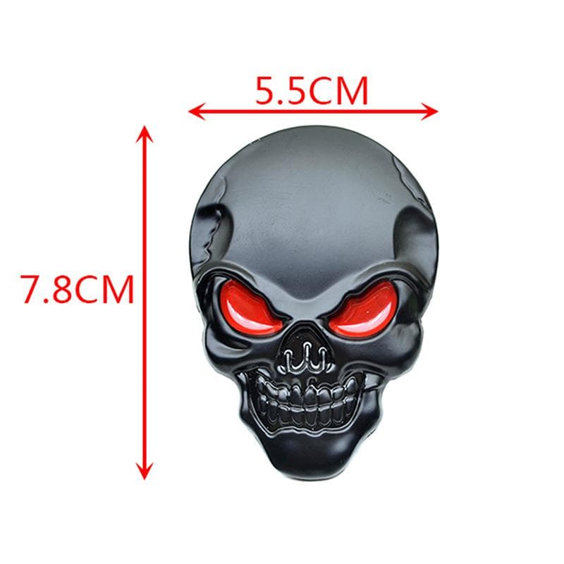 Skull Skeleton Head Skull 3D Metal Car Body Sticker Auto Rear Emblem Badge Decal Chrome And Black For Auto Car Motorcycle