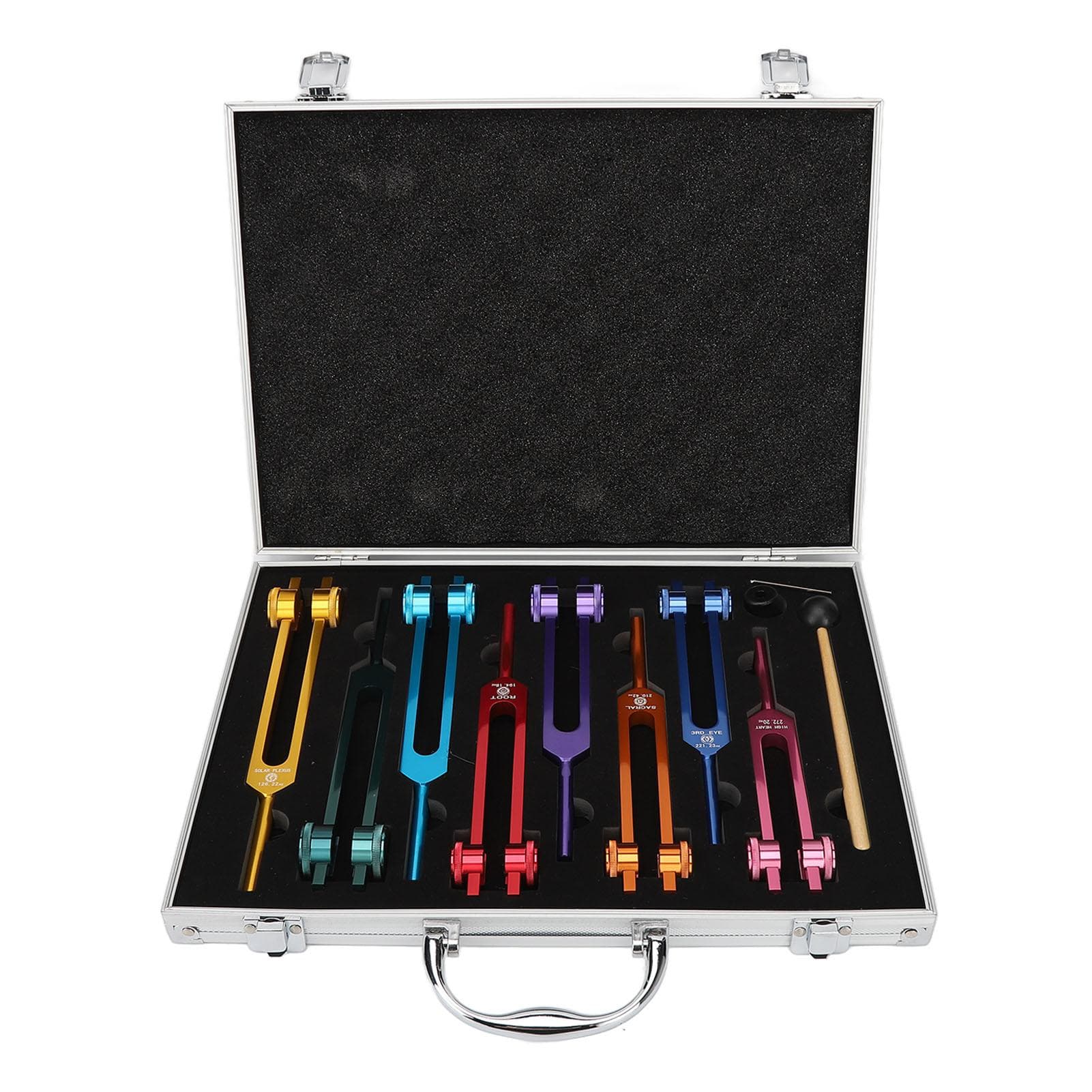 Tuning Forks Set Promote Relaxation Aluminum Alloy Resonant Tuning Virbration Forks with Hammer