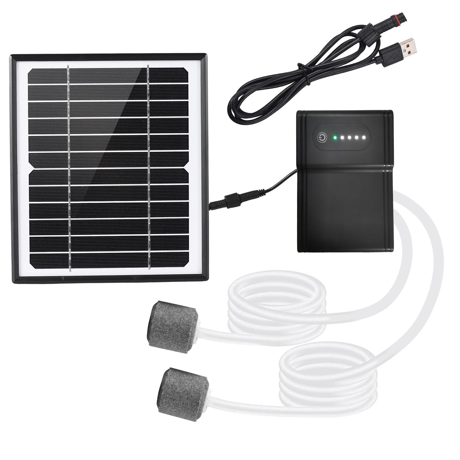 5W/6V Solar Powered Oxygen Air Pump Kit for Aquarium Fish Tank Oxygenator Oxygen Aerator Solar Air black
