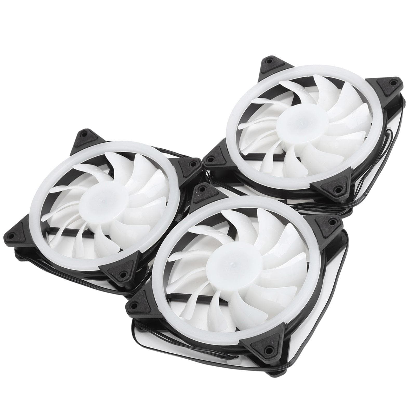 3Pcs Computer Chassis Cooling Fan Mute 6‑Pin Dual RGB Lights with Remote Control 120mm
