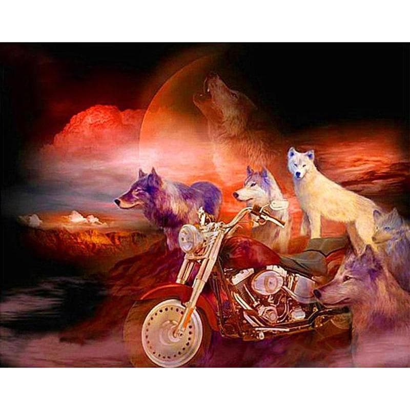 Diamond Embroidery pattern Full Round/Round Cross Stitch Wolves Motorcycle Rubik's Cube Diamond 20X30CM