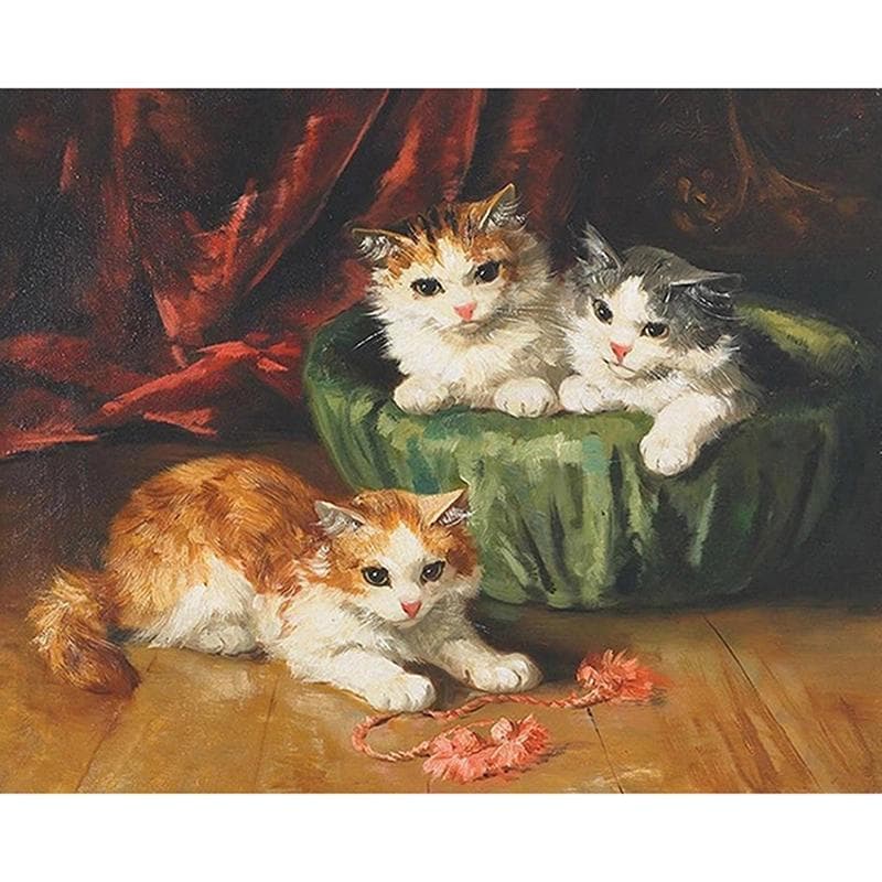Diy Diamond Painting Cross Stitch Landscape Resin Diamond Embroidery Diamond Moasic Needlework Cat 20X30CM