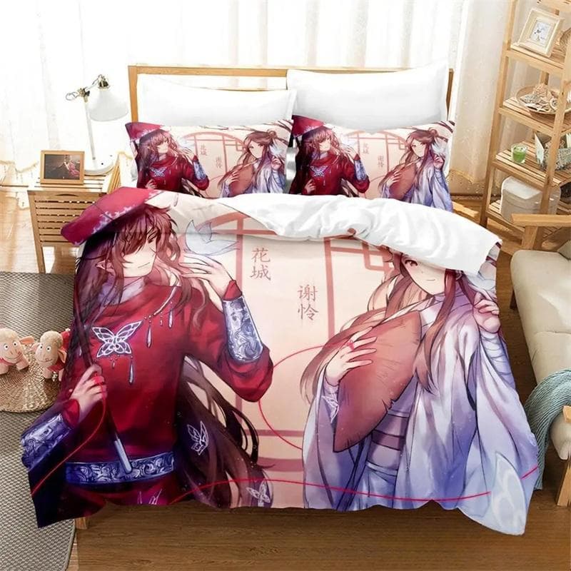 Heaven Official's Blessing Tian Guan Ci Fu Bedding Set,Girls Adult Single Twin Queen Size,Duvet Cover Pillowcase Bedding 135X200cm