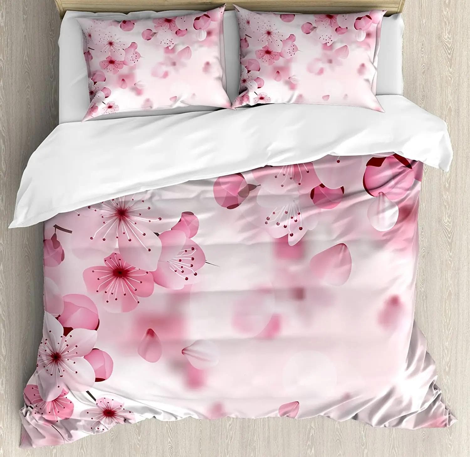 Floral Bedding Set Comforter Duvet Cover Pillow Shams Poppies of Spring Season Pastoral Flowers Bot Bedding Cover Double Bed Set EU King(240x220cm)