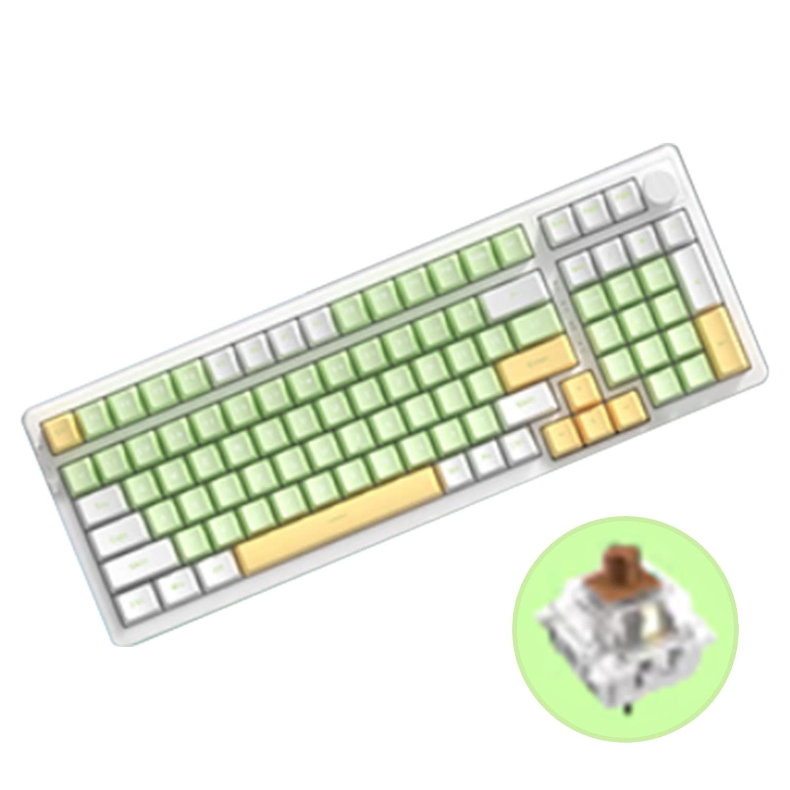 AJAZZ AK992 Gasket Trimode Wireless Keyboard Backlit Mechanical Keyboard Gaming Keyboard with All brown switch green