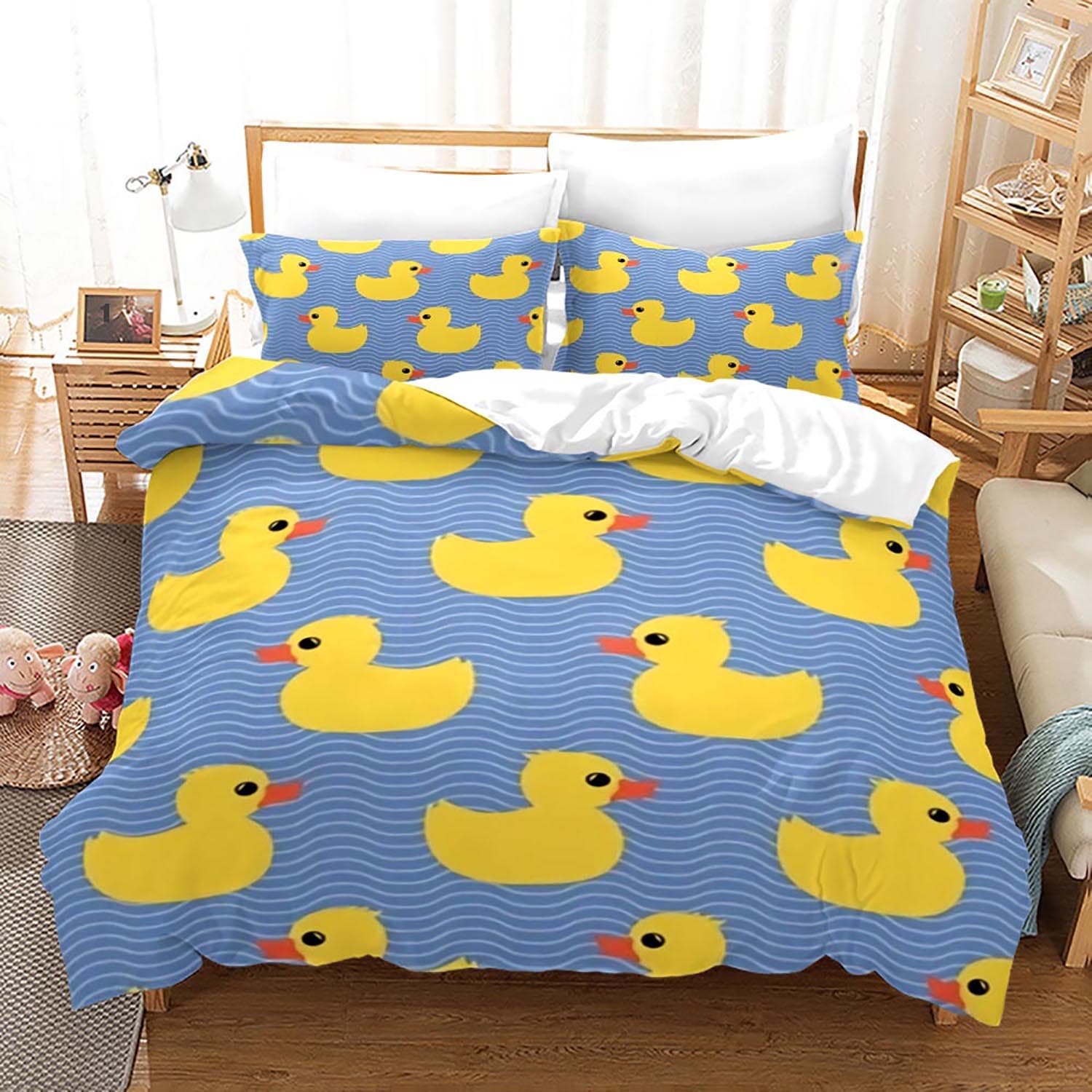 Yellow duck Bedding Set Single Twin Full Queen King Size Little duck Bed Set Aldult Kid Bedroom Duvetcover Sets 3D Print 020 155x215cm 3pcs