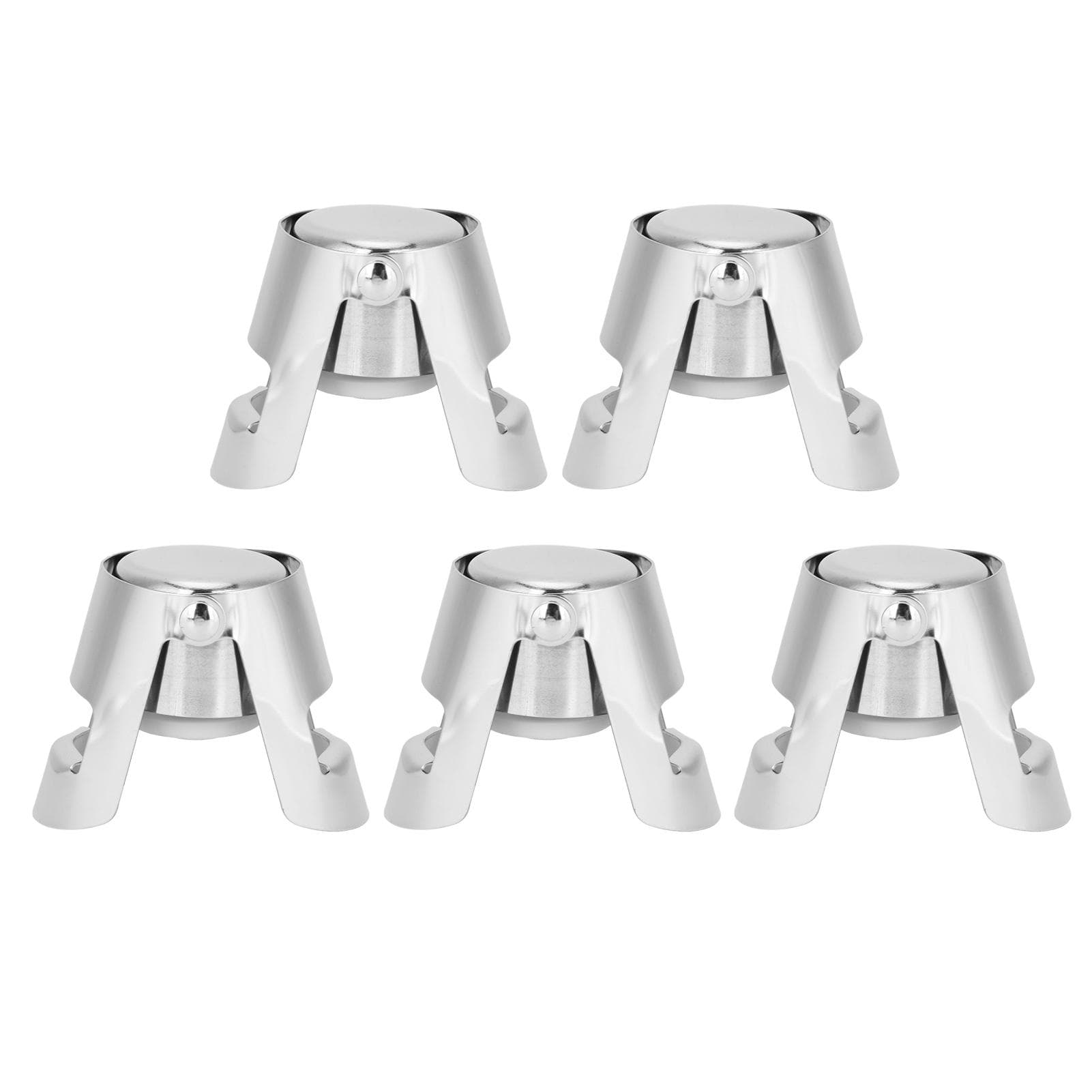 5Pcs Push Type Stainless Steel Wine Champagne Sealed Stopper Kitchen Bar Accessory