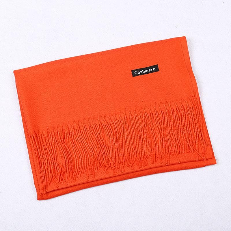 Solid Color Cashmere Scarf Women'S Autumn And Winter Explosion 220G Classic Light Board Monochrome Tassel Versatile Warm Shawl Gift 68x200cm