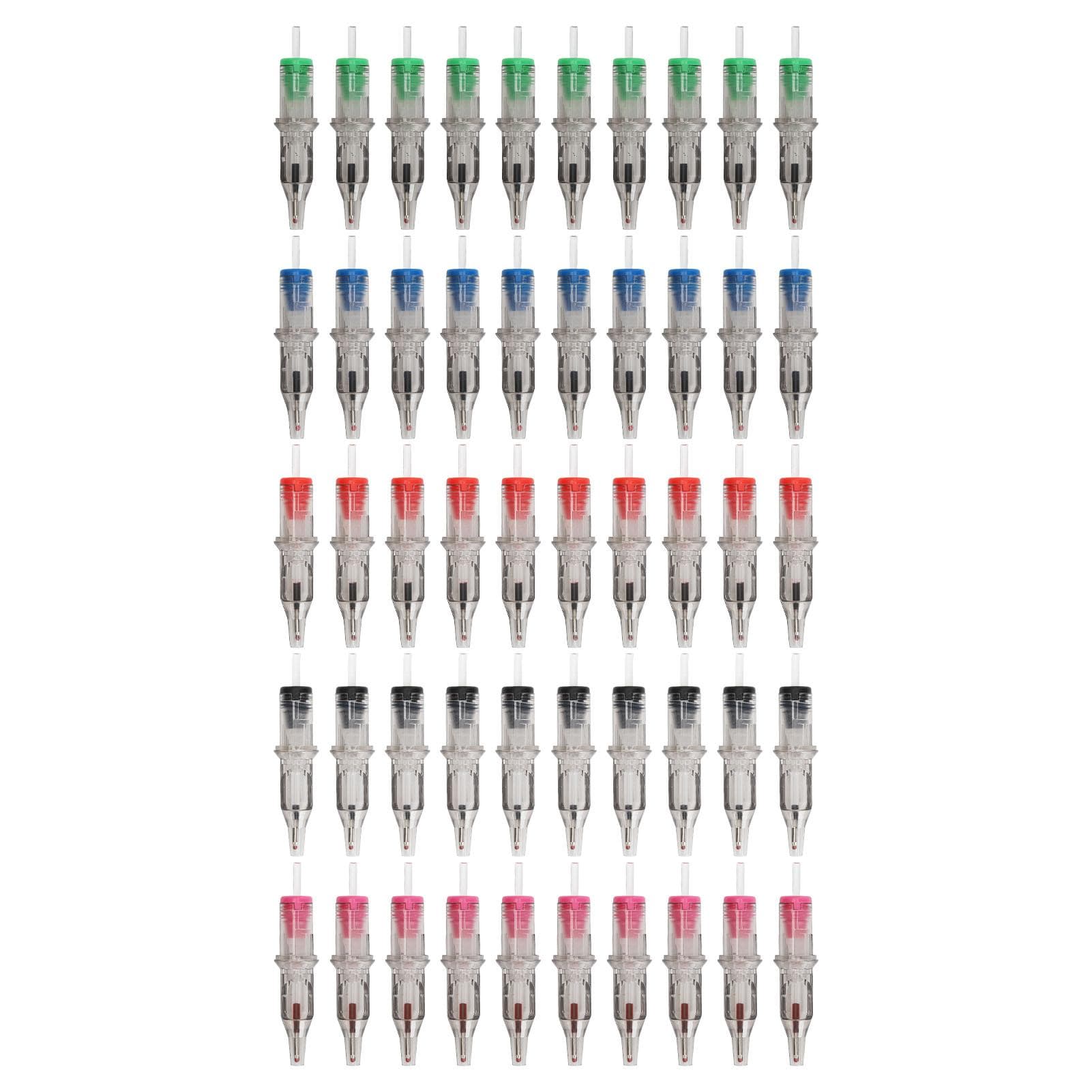 50Pcs Tattoo Ballpoint Pen 5 Colors 0.5mm Nib 10ml Versatile Tattoo Ball Pen Cartridges for
