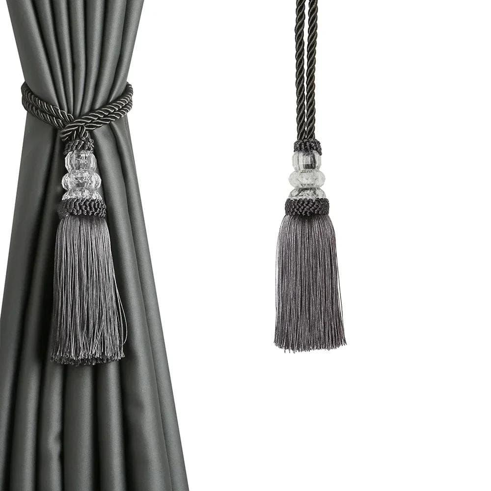 1PC Curtain Tassel Tieback Curtain Holder Tiebacks with Plastic Ball Accessory Curtain Tie Backs Bandage Rope Decorative charcoal