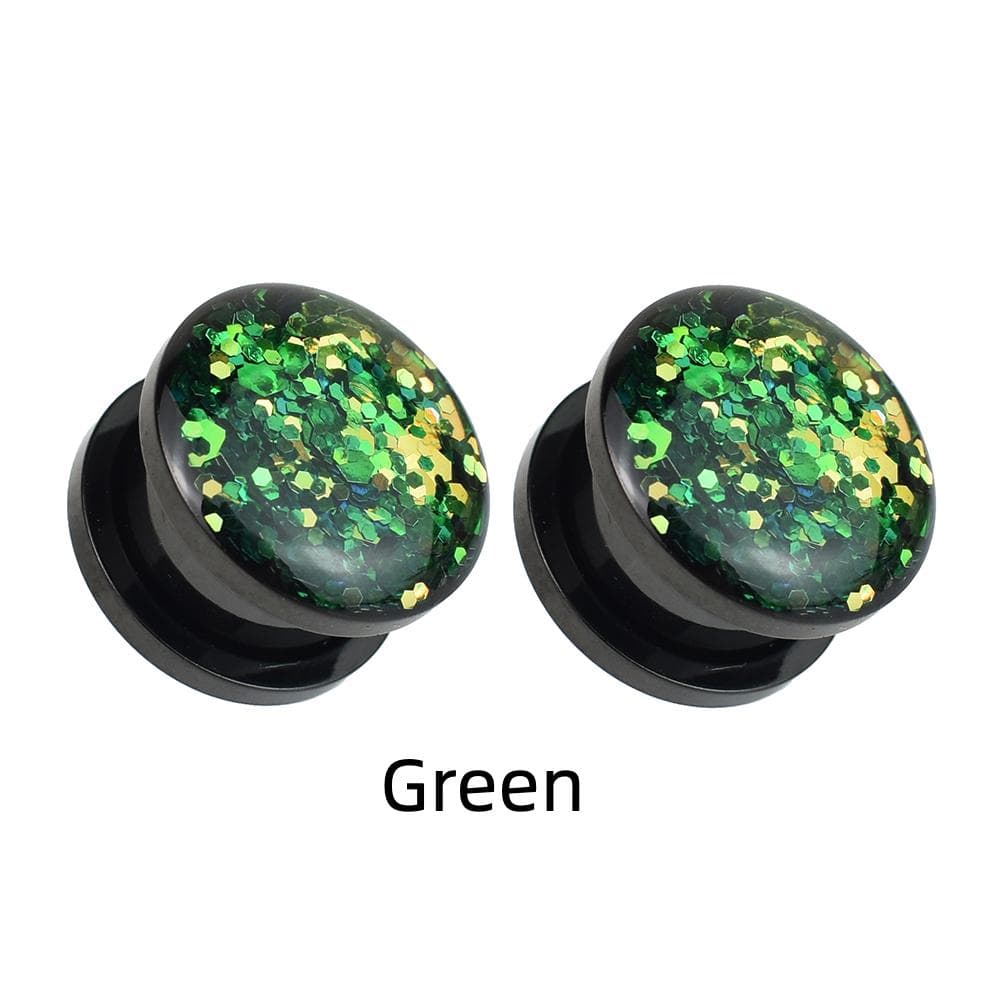 2pcs 3-30mm Metallic Color Ear Gauges Tunnels and Plug Stainless Steel Ear Expander Studs Stretching Body Piercing Jewelry 5mm green