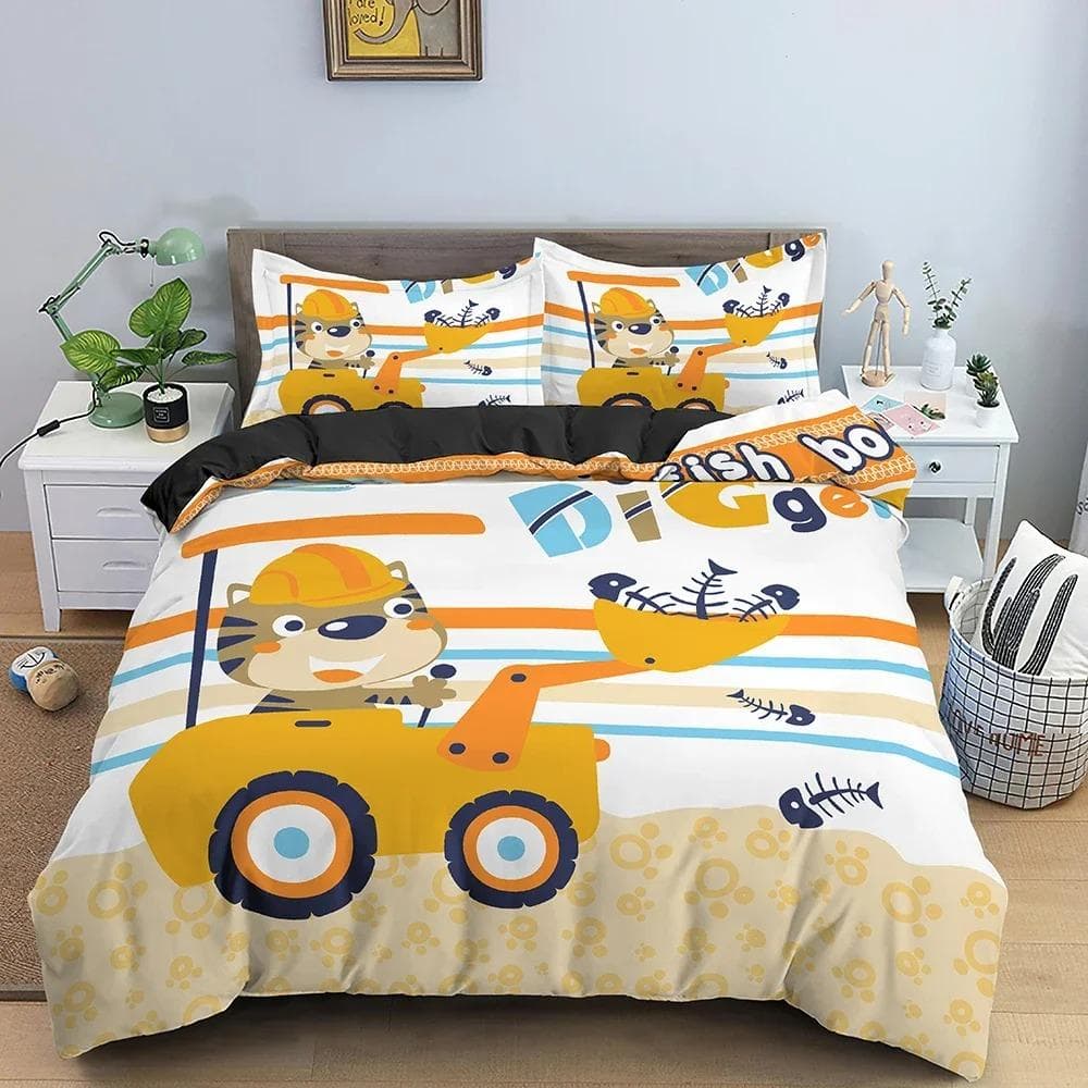 3D Print Cartoon Bear And Car Bedding Set Boys Girls Twin Queen Size Duvet Cover Pillowcase Bed Kids Adult Home Textiles 70x133cm 2pcs