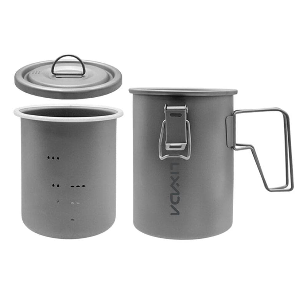 Outdoor Camping Multifunctional Rice Cooker Travel Picnic Ti Cooking Pot for Camping Hiking silver