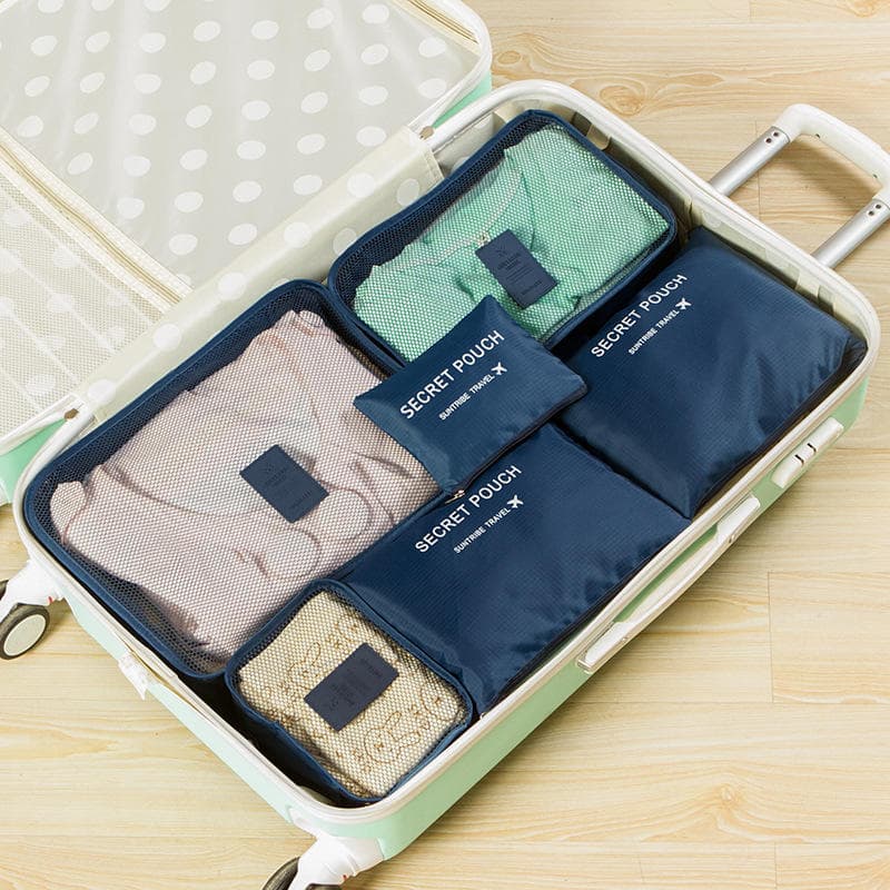 6Pcs/Set Travel Suitcase Organizer Bags Luggage Packing Cubes for Travel Organizer Storage Shoe Clothes Luggage Organizer Bags 6Pcs/Set navy blue