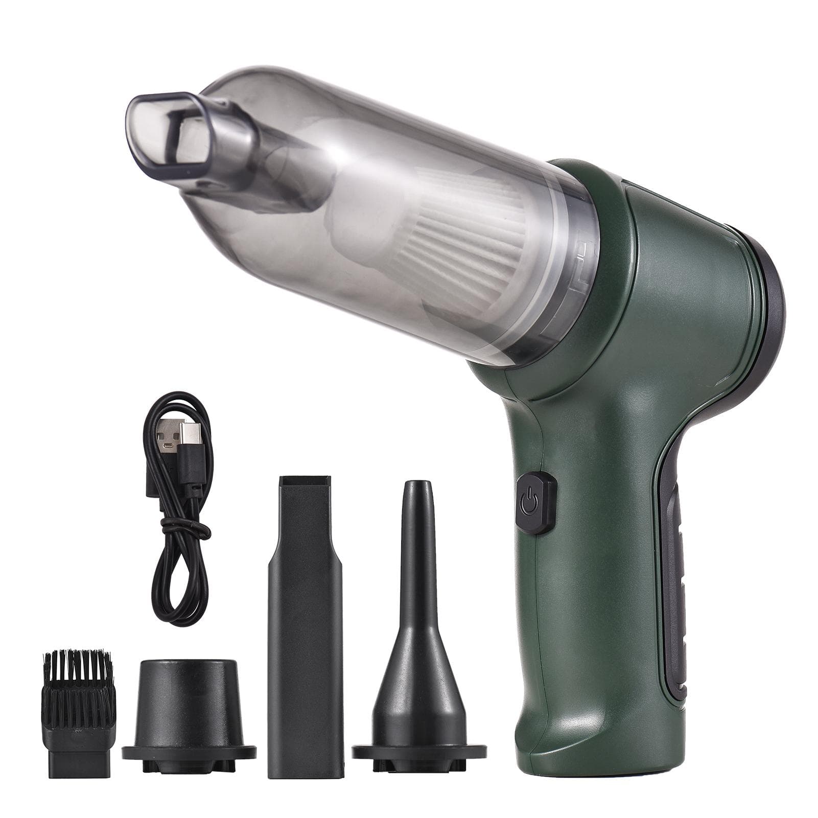 Handheld Car Vacuum Handheld Cordless Cleaner Portable Mini Air Duster & Hand Pump With 9000Pa army green