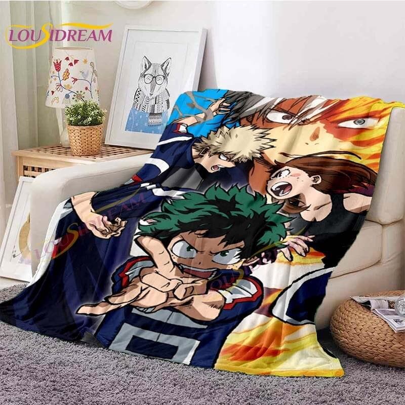 My Hero Academia Blanket Anime Blankets Midoriya Izuku Blankets Bed Sofa Lazy Soft Blanket Boys Girls Kids Gift Flannel Blankets 75x90cm