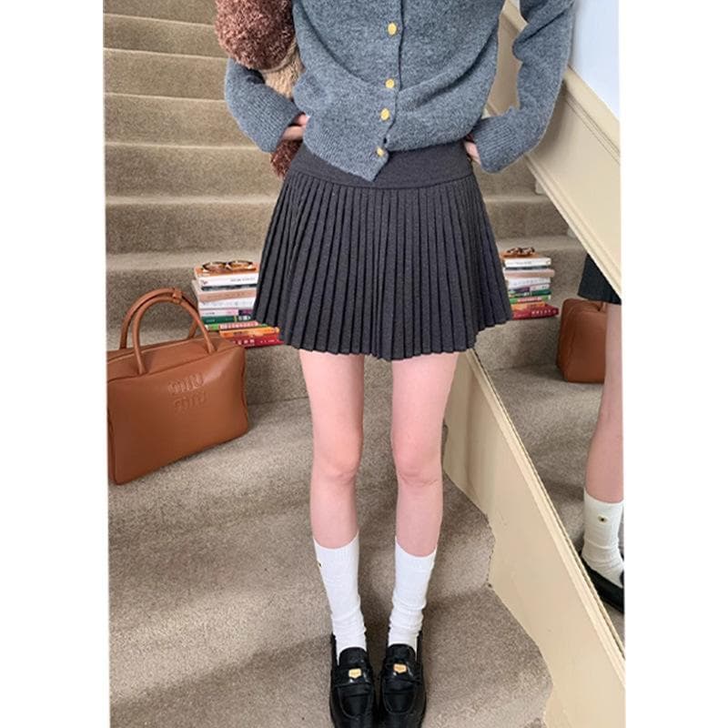 Spring and Autumn new high-waisted and thin temperament a-word half-body fine-pleated high-end short skirt XL