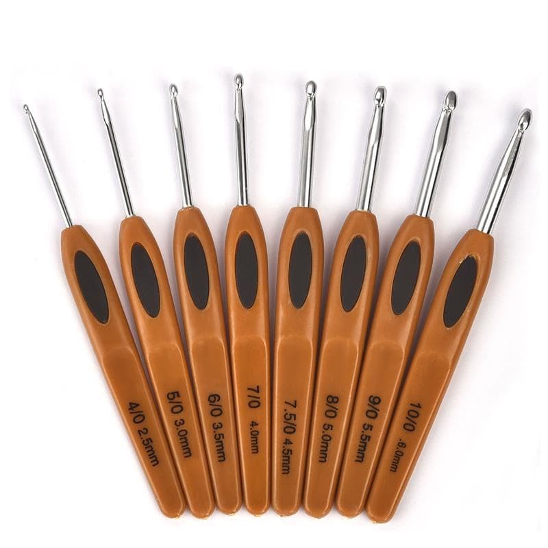8Pcs Mix Size 2.5mm-6mm Crochet Hook Knit Weave Yarn Craft Knitting Needle Plastic Handle Knitting Hooks Needles Tools Christmas silver