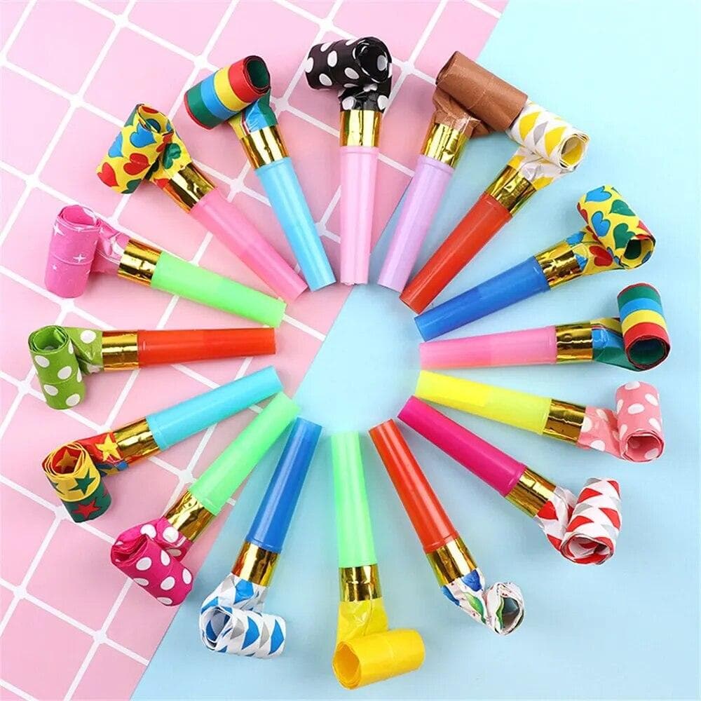 50/100PCS Colorful Whistles Toy Funny Toy Children Blowing Dragon Whistle Blow Roll Toys Baby Party Games Birthday Gifts Toddler Toy 50PCS multicolour